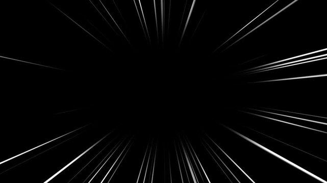 White anime manga speed lines against black background. Anime zoom speed lines animation in alpha channel transparent background.
Abstract dynamic anime speedlines animation. comic book animation.