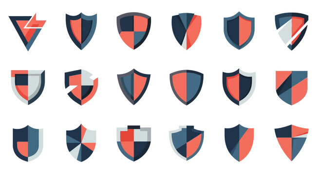 Modern Shield Icons - Security, Protection, Emblem, Badge, Safety