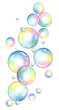 Rainbow Bubbles Transparent PNG Floating Light Soft Colors