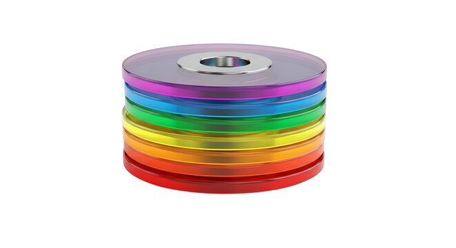 Rainbow CD Stack Isolated Transparent Background