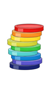 Rainbow Chips Stacked Isolated Transparent Background Colorful Gaming Chips