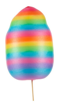 Rainbow Cotton Candy Sweet Treat On A Stick Transparent Background