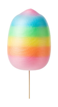 Rainbow Cotton Candy Sweet Treat on Stick Isolated