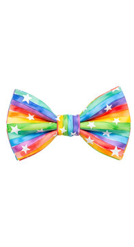 Rainbow Stars Bow Tie Accessory Isolated On White