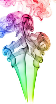 Rainbow Smoke Swirls Isolated Transparent Background Flowing Abstract Art