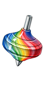 Rainbow Spinning Top Toy Isolated with Transparent Background