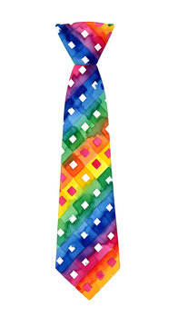 Rainbow Watercolor Tie Isolated Transparent Background Clothing Accessory