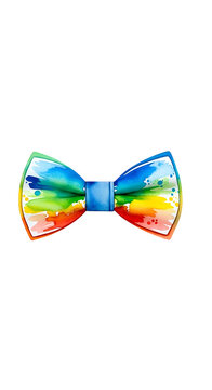 Rainbow Watercolor Bow Tie Isolated Transparent Background