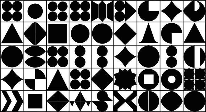 Black Geometric Shapes Abstract Pattern
