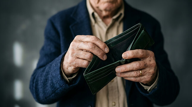 Man with empty wallet