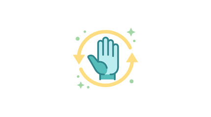 Obraz premium Hygiene Hand Wash Icon with Circular Arrows and Sparkles