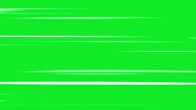 Abstract dynamic anime speed lines comic books lines. horizontal diagonal manga action.
4k loop animation on green background. White speed lines isolated on a green screen. Cartoon comic fast motion.
