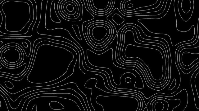 Topographic Map Background, Moving waves on black background. 4K looped animation.
Seamless loop terrain map elevation pattern. Abstract Fractal lines background animation. 