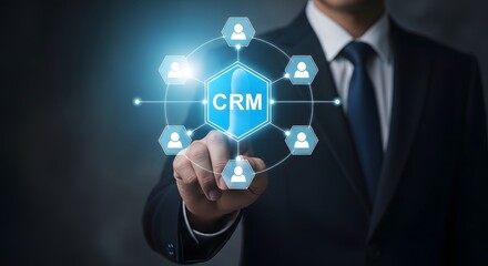 Obraz premium Customer relationship management crm software solutions for business growth