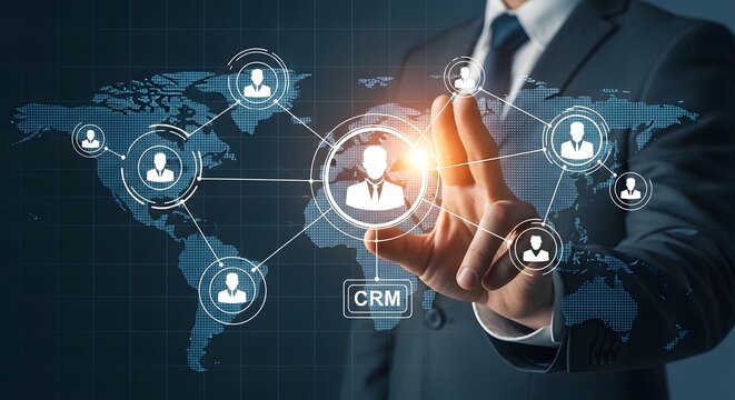 Crm solutions global customer relationship management data analytics visualization