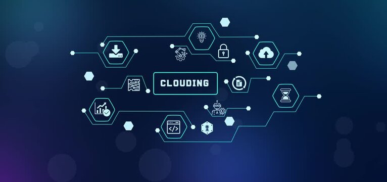 Enterprise clouding network model visualizing remote server hosting and global database sync connections.