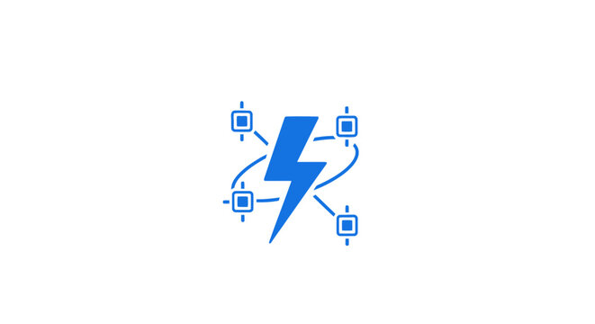 Blue lightning bolt with circuit.