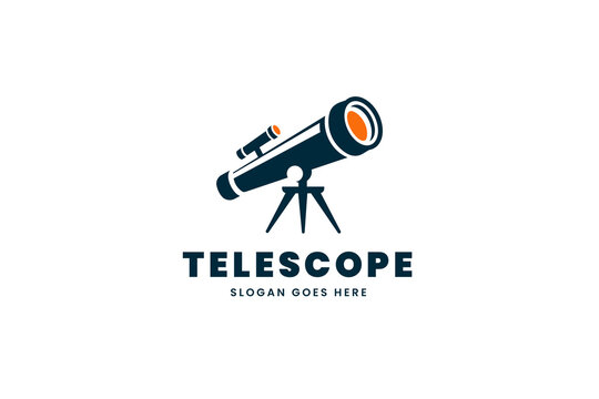 Telescope logo design template, observation logo vector telescope