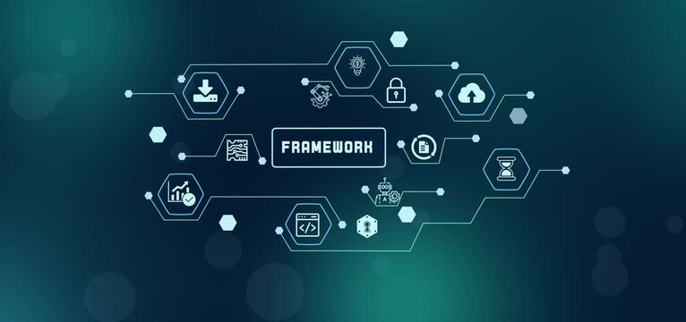 Abstract technology network background focusing on development framework, software engineering, and system design.