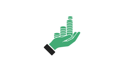 Hand holding stack of coins money. © jack