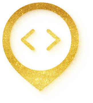 Gold glitter code location pin icon transparent sparkle