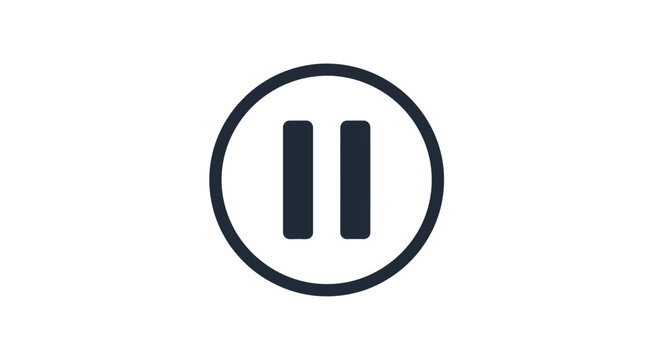 Pause button icon in circle.