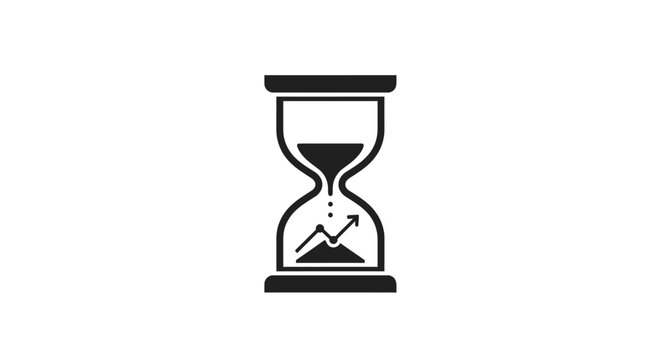 Hourglass with sand flowing down slowly.