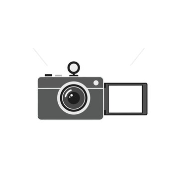 Simple Digital Camera Icon with Flip Screen for Vlogging and Photography