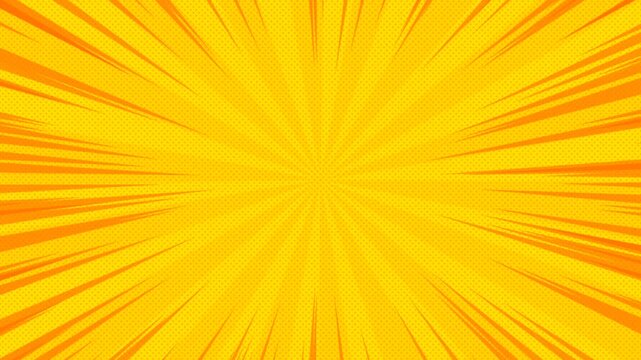 Animation abstract background comic cartoon orange and yellow halftone speed lines