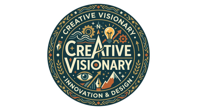 Creative Visionary Logo Badge: Innovation, Design, Ideas, Business Success