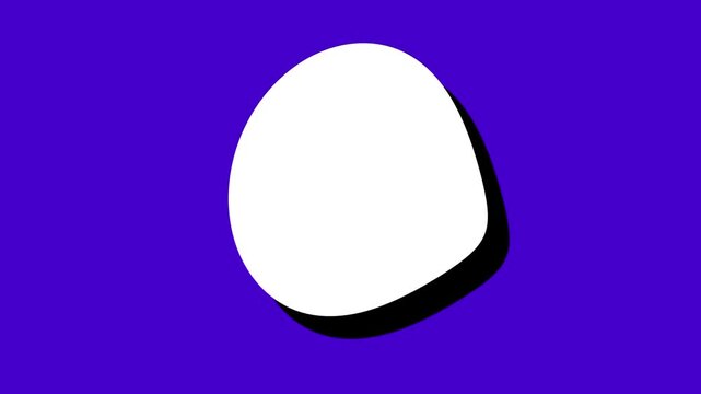 A purple background with a single large white organic blob shape centered with a deep shadow creating a floating oval illusion