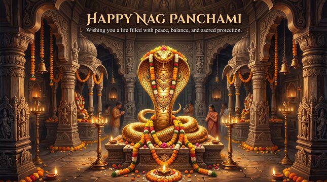 Serpentine water sculpture honors nag panchami festival