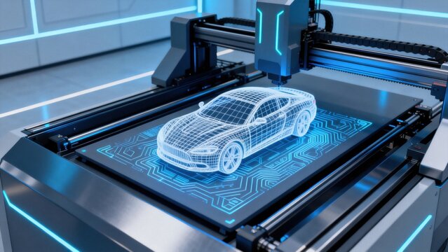 3D printer creating car model