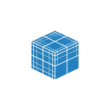 Abstract Blue Geometric Isometric Cube Wireframe Representing Virtual Reality and Digital Data Structure