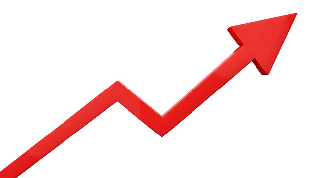 red arrow on transparent background. png red arrow for infographic, presentation, sale, growth, finance etc concept