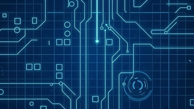 Digital technology blueprint grid animation, 4K video