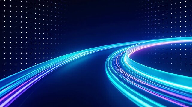 Abstract neon light trails on dark background