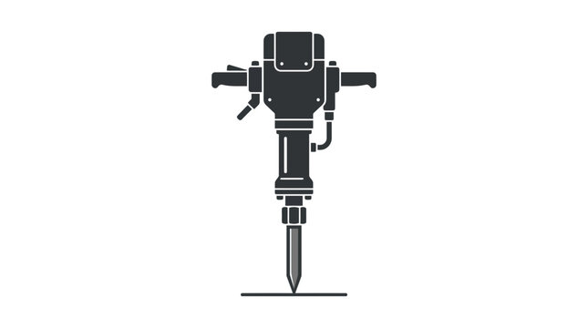 Black jackhammer construction tool icon on white background.