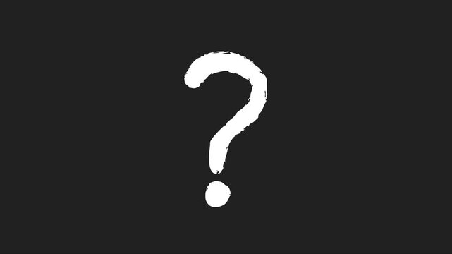 Hand drawn brush style question mark animation on black background