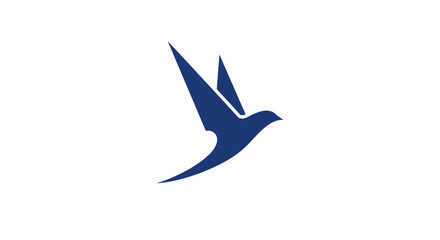 Obraz premium A minimalist blue silhouette of a bird in flight against a white background