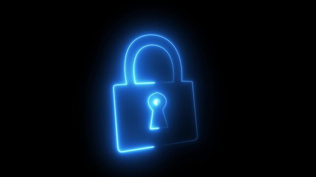 Security lock icon on black background . safety security privacy padlock icon. 4K video 

