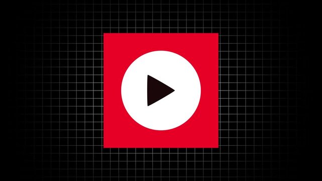 Video player button icon animation with gridbackground.4K video