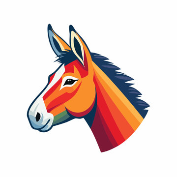 Colorful Donkey Head Illustration
