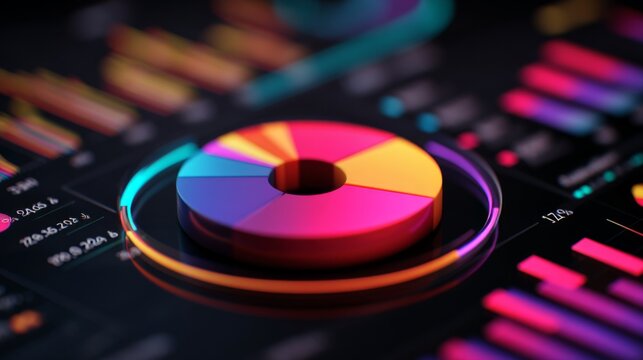 Colorful Data Visualization with Pie Chart and Bar Graphs Representing Analytical Trends in Modern Digital Interfaces
