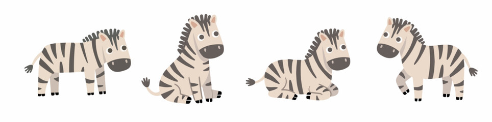 A group of zebras in different poses scandinavian style © Felipe