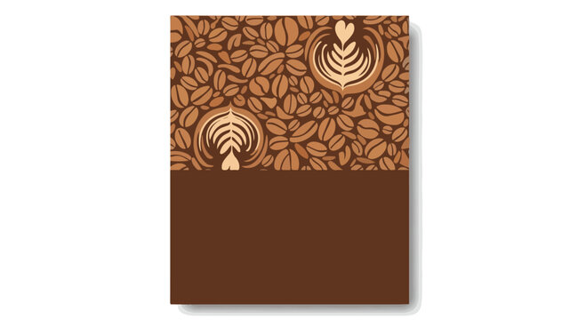 Brown greeting card with floral pattern and blank space for text on white background, invitation or thank you note