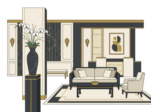 modern minimalist interior with flower vases in white gold and charcoal nuances