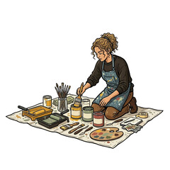 Artist preparing mural supplies © arisadobe