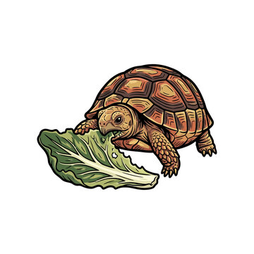 Tortoise lettuce leaf bite
