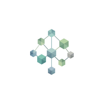 Minimalist geometric node connection icon representing a decentralized digital financial structure for secure transactions